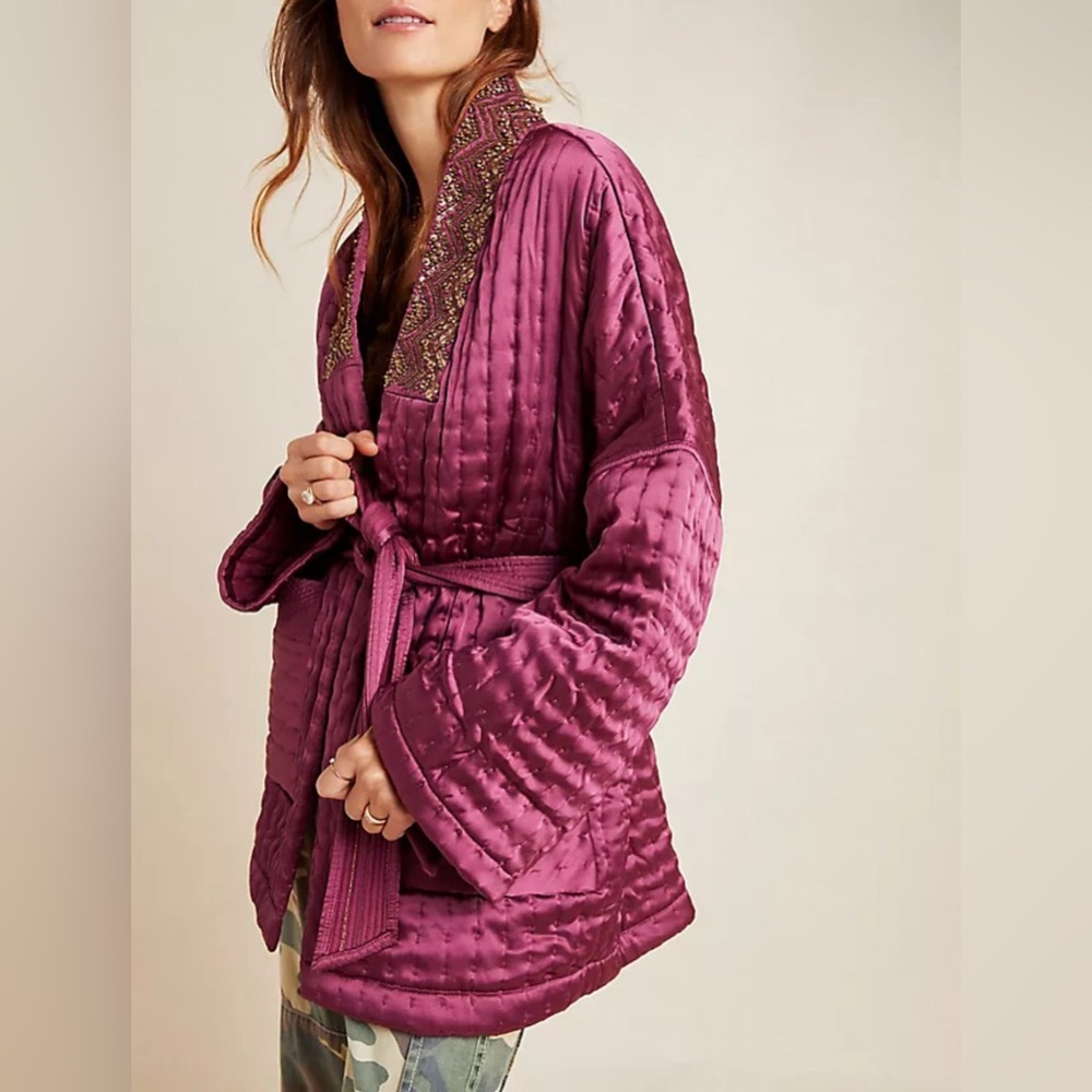 Anthropologie Phoebe Quilted Satin Jacket
